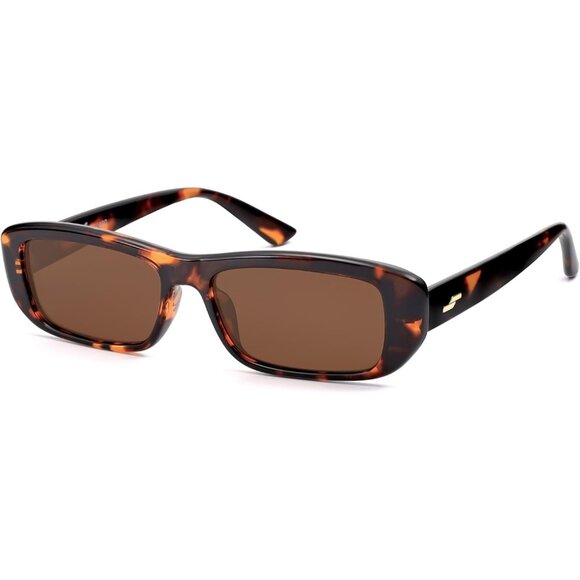 ✨Women Brown Rectangle Polarized Sunglasses Trendy Narrow Frame Sunnies Eyewear main image 5